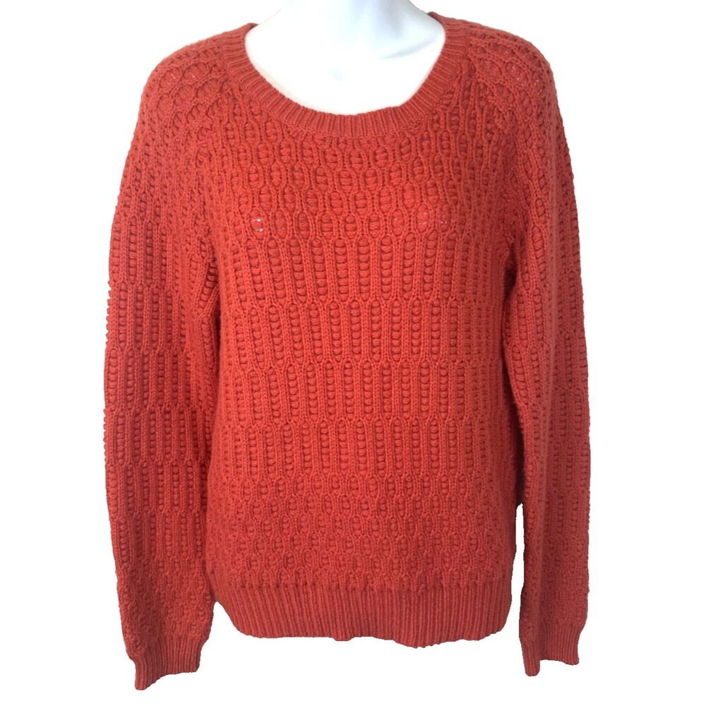 Anthropologie Sparrow Hamilton Cottage Sweater Small S Orange Red Wool Blend